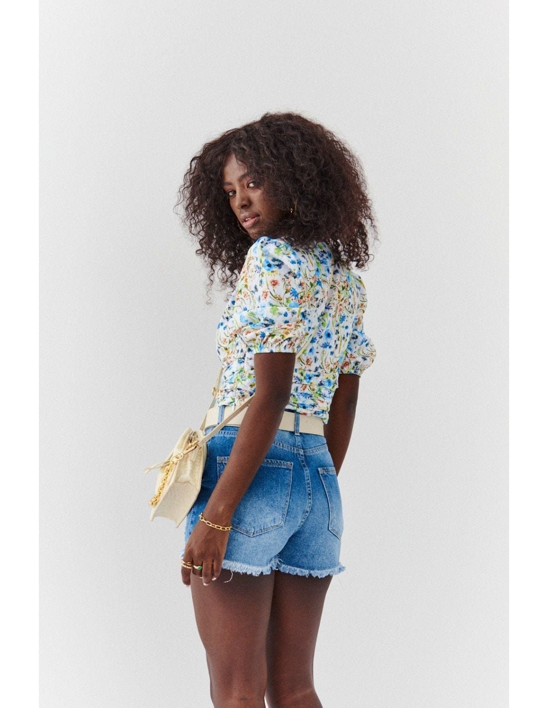 Denim shorts with abrasions, blue 3006 - Online store - Boutique